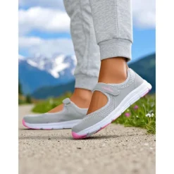 Women's Breathable Mesh Walking Shoes with Magic Tape Strap – Lightweight Athletic Flats, Great for Outdoor Fitness, Travel Hikes, Casual Errands & Active Lifestyles