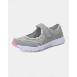 Women's Breathable Mesh Walking Shoes with Magic Tape Strap – Lightweight Athletic Flats, Great for Outdoor Fitness, Travel Hikes, Casual Errands & Active Lifestyles