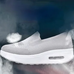 Women's Breathable Slip-On Platform Sneakers – Comfortable and Stylish Walking Shoes