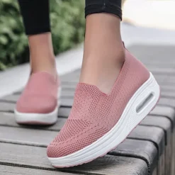 Women's Breathable Slip-On Platform Sneakers – Comfortable and Stylish Walking Shoes