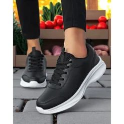Women's Brown Faux Leather Sneakers – Comfortable Everyday Walking Shoes for Commuting, Shopping & Light Sports