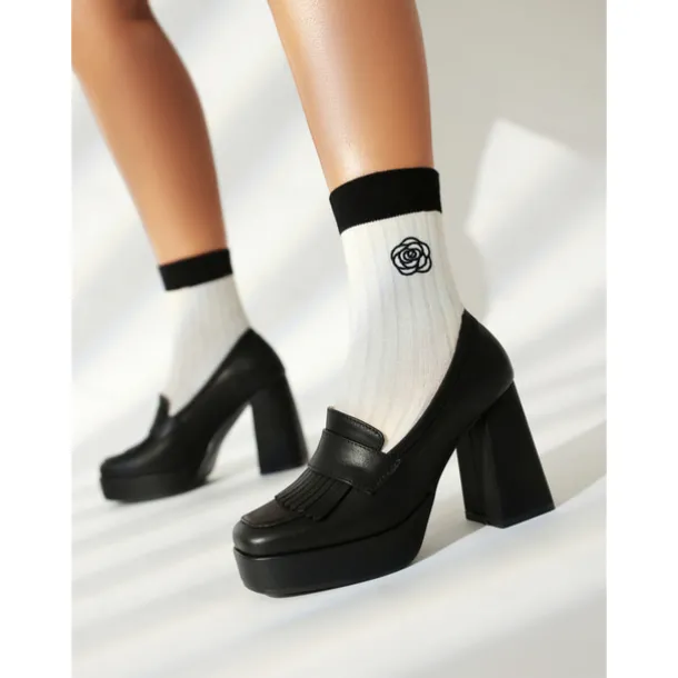 Women's Brown Platform Loafer Heels with Tassel Fringe – Retro Chunky Block High Heel Shoes for Casual and Party Wear