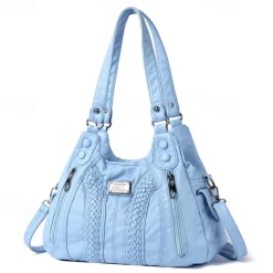 Women's Brown Quilted Faux Leather Handbag – Stylish Zippered Tote with Braided Detailing & Adjustable Strap for Work, Travel & Casual Outings