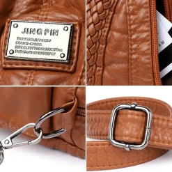 Women's Brown Quilted Faux Leather Handbag – Stylish Zippered Tote with Braided Detailing & Adjustable Strap for Work, Travel & Casual Outings