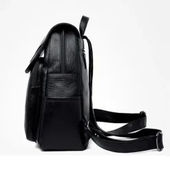 Women's Burgundy Faux Leather Backpack with Flap Closure & Multiple Compartments - Stylish Everyday, Work & Travel Bag