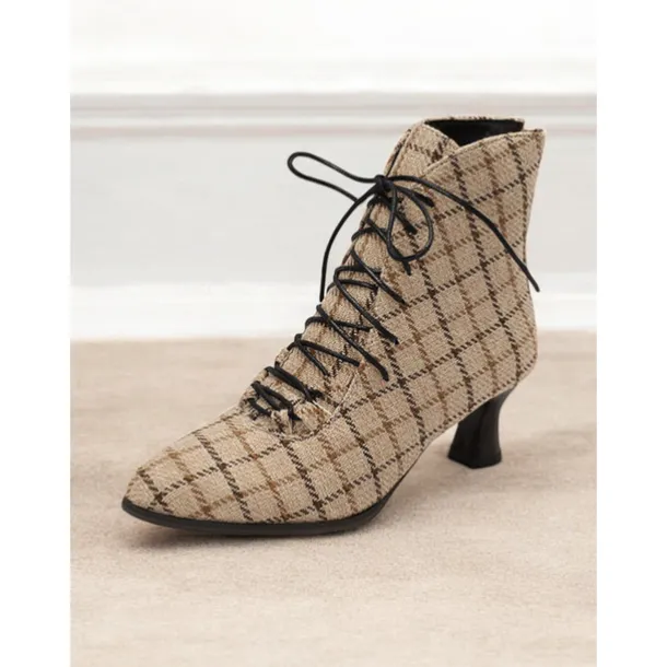 Women's Burgundy Lace-Up Victorian Ankle Boots – Elegant Suede Heeled Footwear for Formal Occasions and Vintage Style