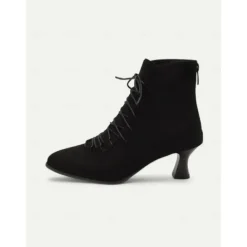 Women's Burgundy Lace-Up Victorian Ankle Boots – Elegant Suede Heeled Footwear for Formal Occasions and Vintage Style