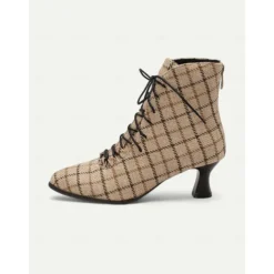 Women's Burgundy Lace-Up Victorian Ankle Boots – Elegant Suede Heeled Footwear for Formal Occasions and Vintage Style