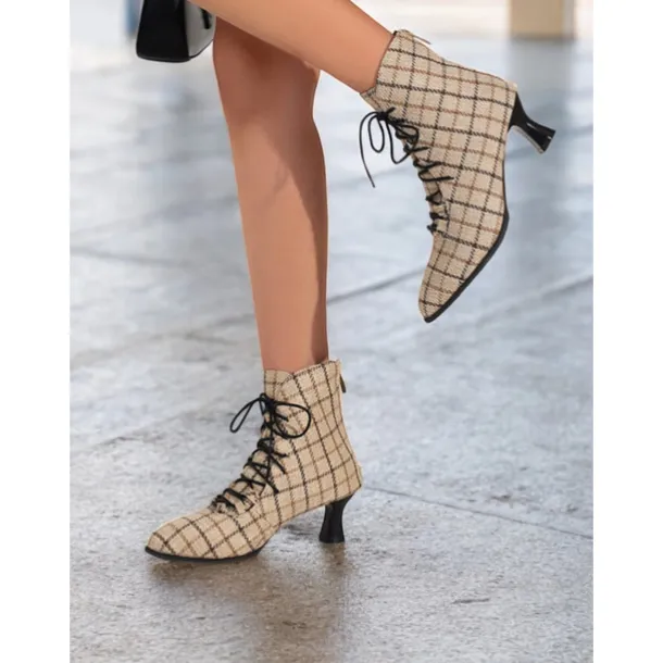 Women's Burgundy Lace-Up Victorian Ankle Boots – Elegant Suede Heeled Footwear for Formal Occasions and Vintage Style