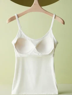 Women's Camisole Tank Top Adjustable Spaghetti Strap Pastel Pink Cream White Solid Color Basic Layering Spring Summer Casual Comfort Fit Clothing Apparel