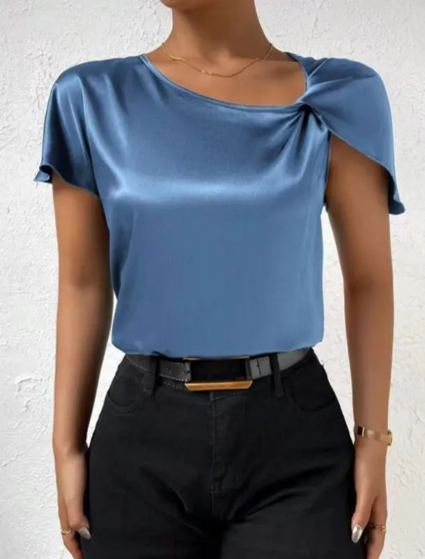 Women's Camisole Tank Top Solid Color Elegant Stylish Short Sleeve V Neck Regular Tops Wedding Guest Work Black Pink Navy Blue Green Khaki Summer Spring