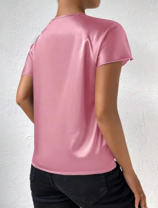 Women's Camisole Tank Top Solid Color Elegant Stylish Short Sleeve V Neck Regular Tops Wedding Guest Work Black Pink Navy Blue Green Khaki Summer Spring
