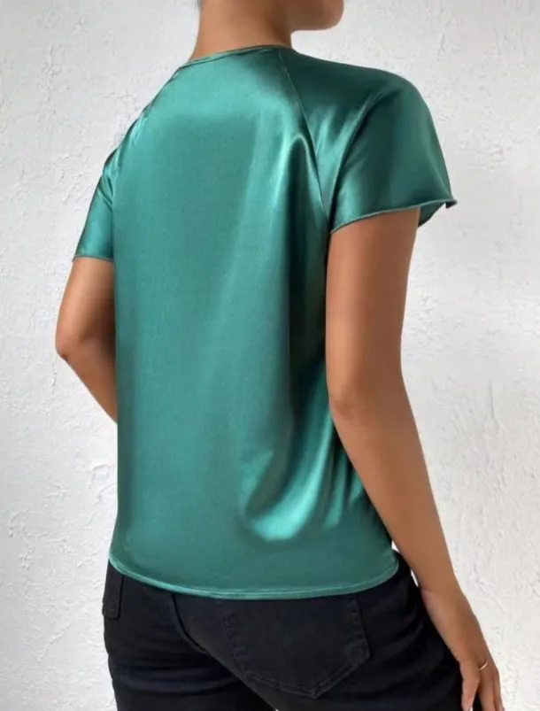 Women's Camisole Tank Top Solid Color Elegant Stylish Short Sleeve V Neck Regular Tops Wedding Guest Work Black Pink Navy Blue Green Khaki Summer Spring