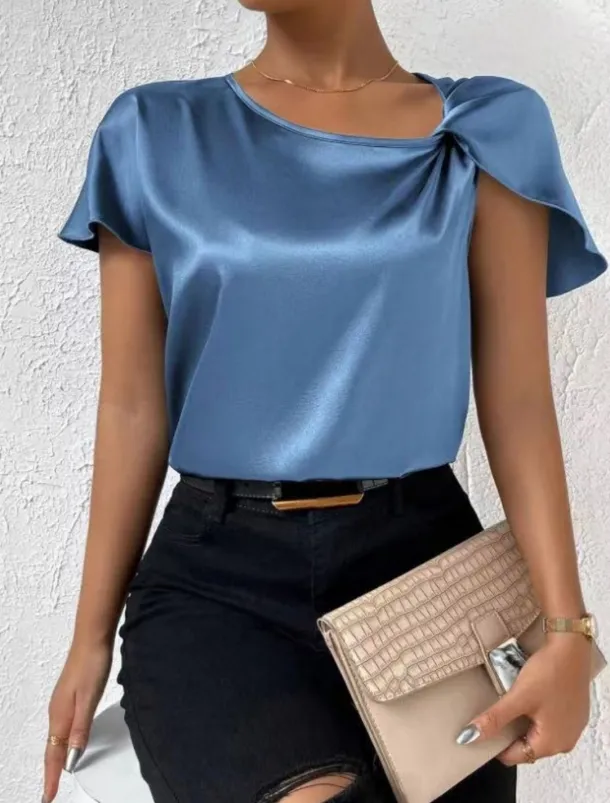 Women's Camisole Tank Top Solid Color Elegant Stylish Short Sleeve V Neck Regular Tops Wedding Guest Work Black Pink Navy Blue Green Khaki Summer Spring