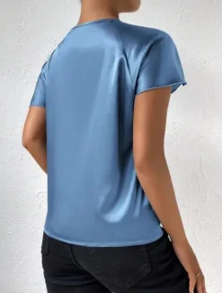 Women's Camisole Tank Top Solid Color Elegant Stylish Short Sleeve V Neck Regular Tops Wedding Guest Work Black Pink Navy Blue Green Khaki Summer Spring