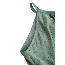 Women's Camisole Tank Top Halter Top Sleeveless Lace Cut-Out Elastic Soft High Neck Summer Casual Teal Lightweight Versatile Beachwear