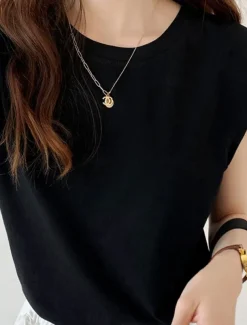 Women's Camisole Tank Top Solid Color Daily Basic Casual Sleeveless Crew Neck Regular Tops Daily Black White Yellow Blue Brown Summer