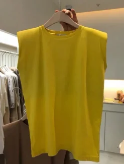 Women's Camisole Tank Top Solid Color Daily Basic Casual Sleeveless Crew Neck Regular Tops Daily Black White Yellow Blue Brown Summer