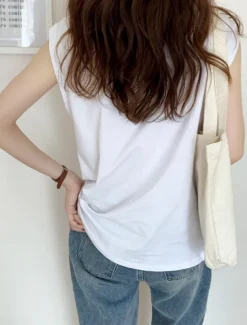 Women's Camisole Tank Top Solid Color Daily Basic Casual Sleeveless Crew Neck Regular Tops Daily Black White Yellow Blue Brown Summer