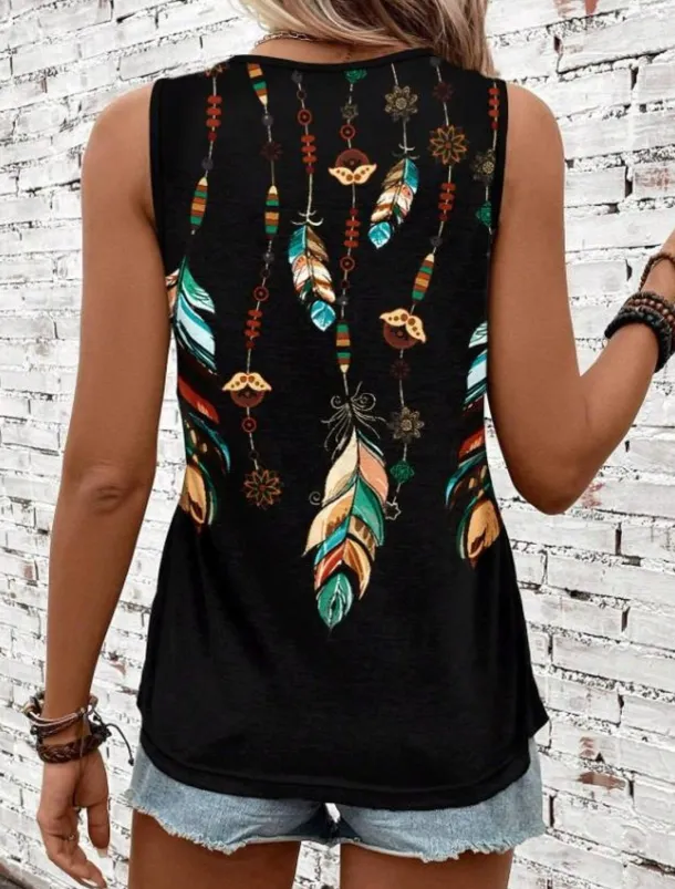 Women's Camisole Tank Top Vest Fashion Streetwear Striped Print Sleeveless Regular Tops Crew Neck Casual Green Summer