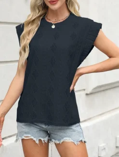 Women's Camisole Tank Top Solid Color Stylish Casual Sleeveless Crew Neck Regular Tops Daily Ruffle Black White Pink Summer
