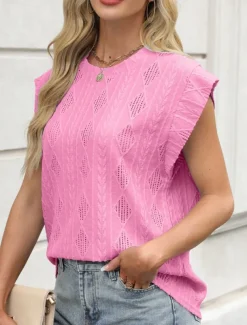 Women's Camisole Tank Top Solid Color Stylish Casual Sleeveless Crew Neck Regular Tops Daily Ruffle Black White Pink Summer