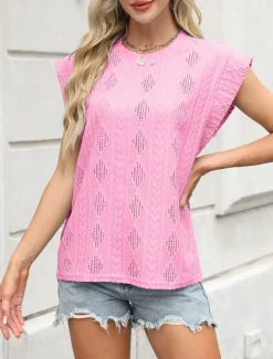 Women's Camisole Tank Top Solid Color Stylish Casual Sleeveless Crew Neck Regular Tops Daily Ruffle Black White Pink Summer