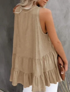 Women's Camisole Tank Top Black White Pink Solid Color Ladies Flowy Street Daily Fashion Round Neck S