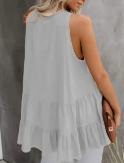 Women's Camisole Tank Top Black White Pink Solid Color Ladies Flowy Street Daily Fashion Round Neck S