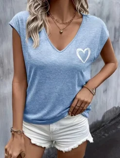 Women's Camisole Tank Top Boho Heart Bohemia Vintage Stylish Sleeveless Crew Neck Regular Tops Daily Weekend Vacation Wear Print Pink Royal Blue Light Blue Summer Spring