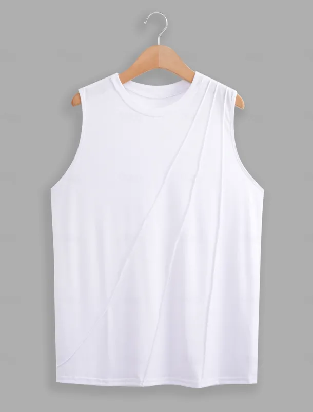 Women's Camisole Tank Top Sleeveless Round Neck White Asymmetrical Layered Elegant Draped Summer Spring Casual Workwear Regular Fit Versatile Top Clothing Apparel