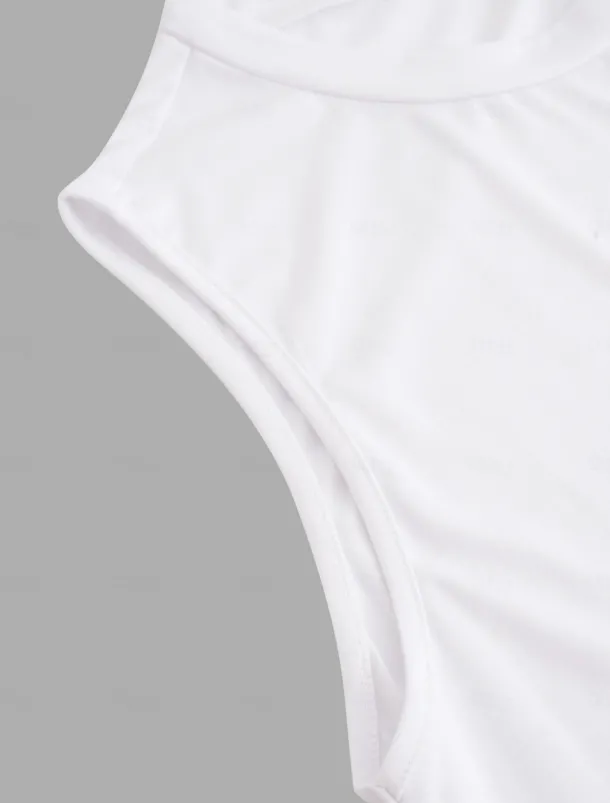 Women's Camisole Tank Top Sleeveless Round Neck White Asymmetrical Layered Elegant Draped Summer Spring Casual Workwear Regular Fit Versatile Top Clothing Apparel