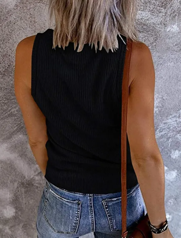 Women's Camisole Tank Top Solid Color Stylish Casual Sleeveless V Neck Regular Tops Daily Buttons Black White Pink Summer