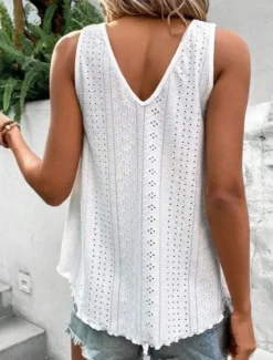 Women's Camisole Tank Top Solid Color Stylish Casual Sleeveless V Neck Regular Tops Daily Lace Patchwork White Yellow Pink Summer