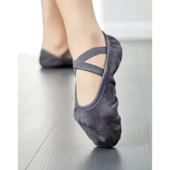 Women's Canvas Ballet Dance Shoes - Practice Slippers with Elastic Straps for Training and Studio Rehearsals