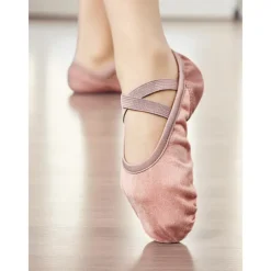 Women's Canvas Ballet Dance Shoes - Practice Slippers with Elastic Straps for Training and Studio Rehearsals