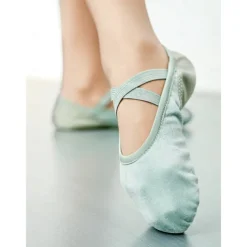Women's Canvas Ballet Dance Shoes - Practice Slippers with Elastic Straps for Training and Studio Rehearsals
