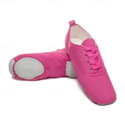 Women's Canvas Jazz Dance Shoes – Lace-Up Split Sole Dance Sneakers, Lightweight and Flexible for Ballroom or Practice