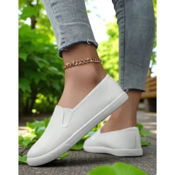 Women's Canvas Slip-On Sneakers – Lightweight Minimalist Flats for Daily Errands, Park Walks and Weekend Brunch Outings