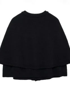 Women's Cape Fashion Casual Soft Pure Color Ribbed Crew Neck Buttons Knitted Long Sleeve Regular Tops Knit Outdoor Daily Weekend Black White Fall Winter