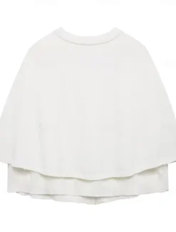 Women's Cape Fashion Casual Soft Pure Color Ribbed Crew Neck Buttons Knitted Long Sleeve Regular Tops Knit Outdoor Daily Weekend Black White Fall Winter