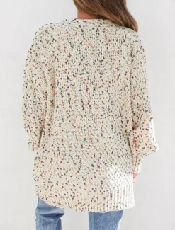 Women's Cardigan Casual Sweater Casual Soft Paisley Ribbed V Neck Knitted Long Sleeve Regular Tops Knit Outdoor Daily Weekend Beige Fall Winter