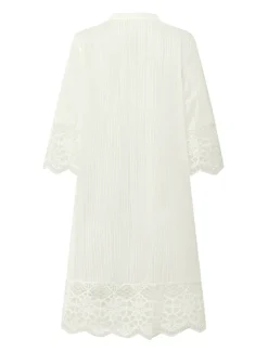 Women's Cardigan Lace Solid Color Basic Casual Lace Long Sleeve Loose Sweater Cardigans Open Front Spring Summer White Black / Holiday