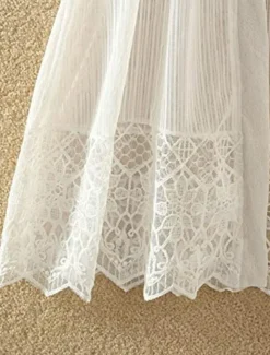 Women's Cardigan Lace Solid Color Basic Casual Lace Long Sleeve Loose Sweater Cardigans Open Front Spring Summer White Black / Holiday