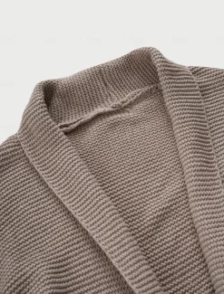 Women's Cardigan Streetwear Daily Solid Color Open Front Knitted Textured Long Sleeve Regular Tops Knit Outdoor Black Khaki Fall Winter