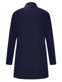 Women's Cardigan Sweater Cardigan Stylish Casual Soft Solid Color Ribbed Open Front Pocket Long Sleeve Long Tops Knit Outdoor Daily Weekend Black White Summer Fall