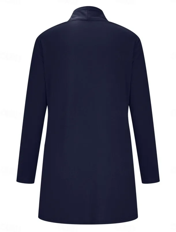 Women's Cardigan Sweater Cardigan Stylish Casual Soft Solid Color Ribbed Open Front Pocket Long Sleeve Long Tops Knit Outdoor Daily Weekend Black White Summer Fall