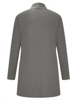 Women's Cardigan Sweater Cardigan Stylish Casual Soft Solid Color Ribbed Open Front Pocket Long Sleeve Long Tops Knit Outdoor Daily Weekend Black White Summer Fall