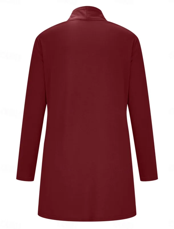 Women's Cardigan Sweater Cardigan Stylish Casual Soft Solid Color Ribbed Open Front Pocket Long Sleeve Long Tops Knit Outdoor Daily Weekend Black White Summer Fall