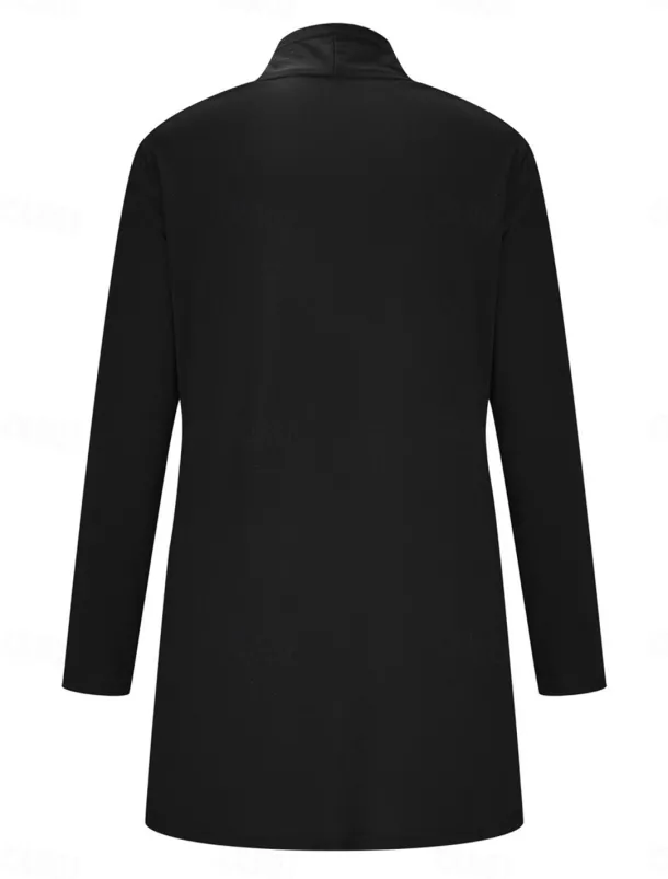 Women's Cardigan Sweater Cardigan Stylish Casual Soft Solid Color Ribbed Open Front Pocket Long Sleeve Long Tops Knit Outdoor Daily Weekend Black White Summer Fall